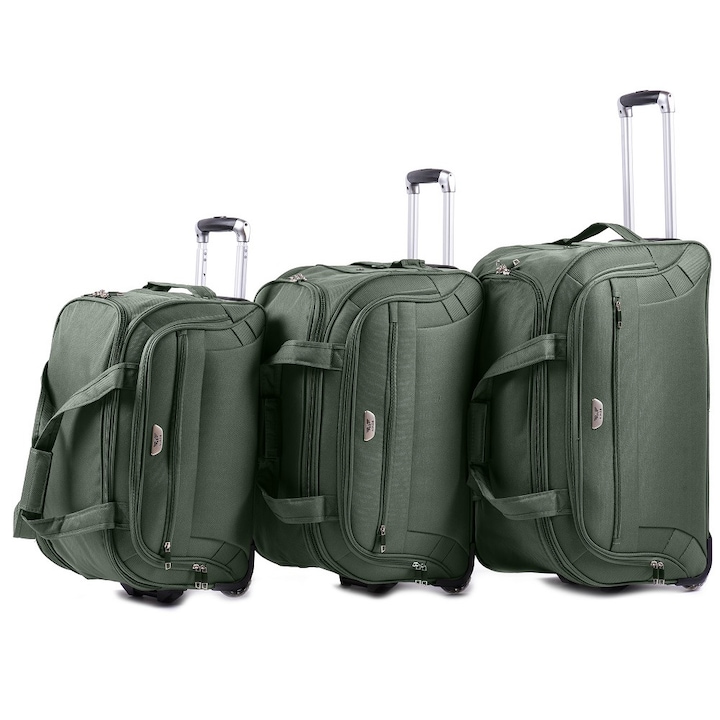 Комплект пътна чанта, с ролки, WINGS, C1109-Set, 3 части, каки