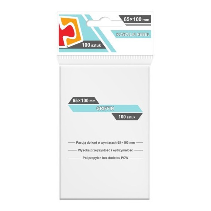 Комплект от 100 калъфа за карти Rebel, Прозрачен