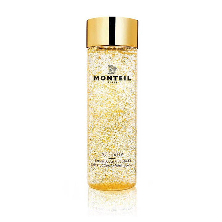 Lotiune hidratanta pentru fata anti age, antirid, cu particule de aur 24K si acid hialuronic pentru piele matura si sensibila, peste 45 ani, 150 ml, Monteil Paris®