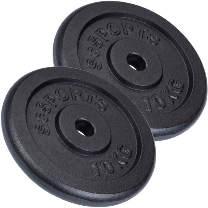 Set discuri 2 x 10 kg, Gorilla Sports, 20 kg, fonta