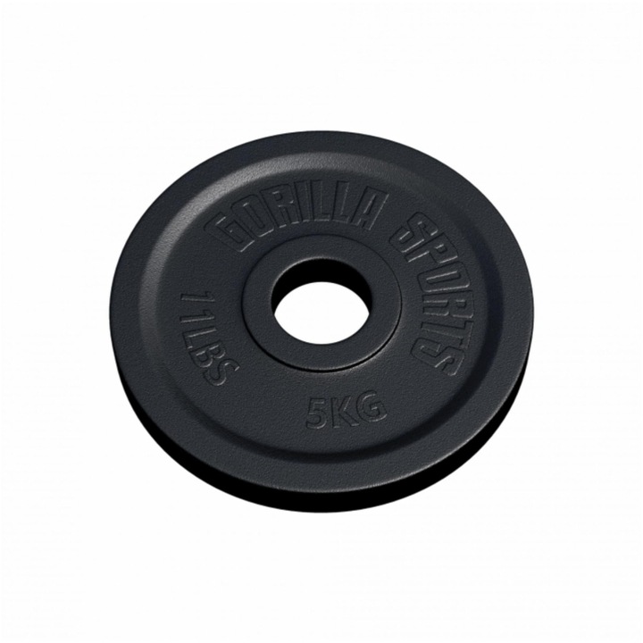 Disc, Gorilla Sports, Olimpic din fonta 50/51 mm Negru de 5kg