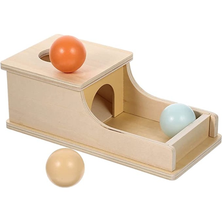 Монтесори образователна играчка BYONDSELF, Дърво, Кутия със сфери