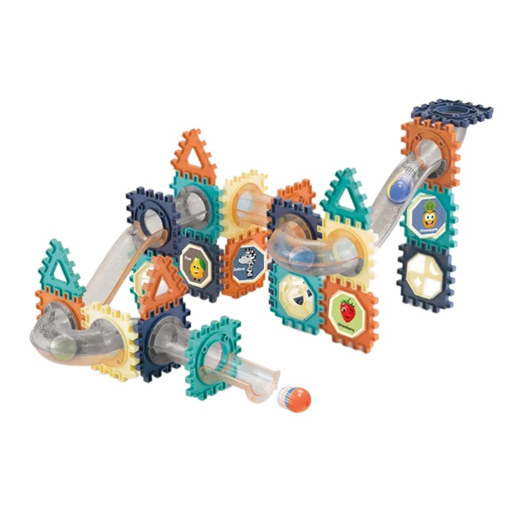 Set de Constructie, Piese STEAM 3D Educationale, Circuit cu Bile, Multiple Moduri de Construit, 66 Piese, Multicolor, + 3 Ani, Utility One