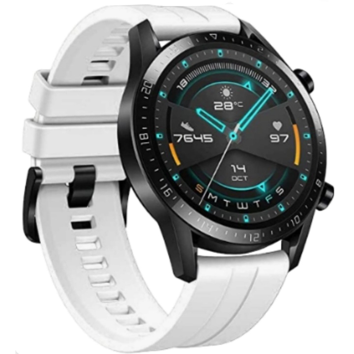 Gyorskioldó 22mm GT szilikon szíj, kompatibilis a Huawei Watch GT2 / GT3 / GT3 Pro GT4 / Amazfit GTR 47mm, szélessége 22mm, fehér