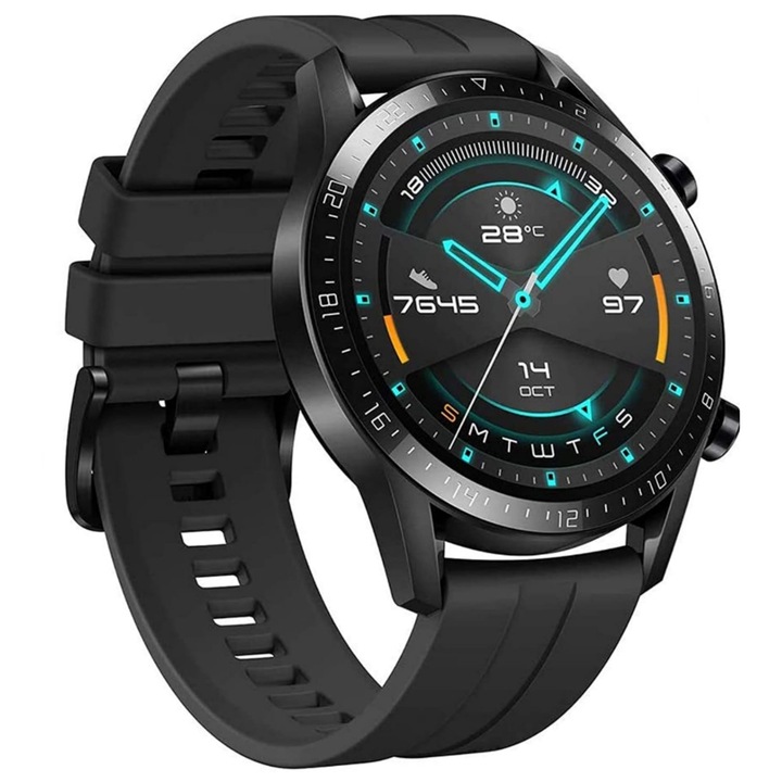 Quick Release 22 mm GT силиконова каишка, съвместима с Huawei Watch GT2 / GT3 / GT3 Pro GT4 / Amazfit GTR 47 mm, ширина 22 mm, черна