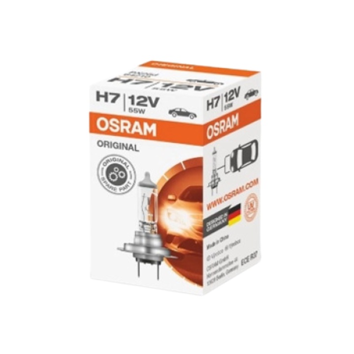OSRAM autós izzó, 12V, H7, 55 W, PX26d csatlakozó, fényszóróhoz, távolsági fényszóró, eredeti