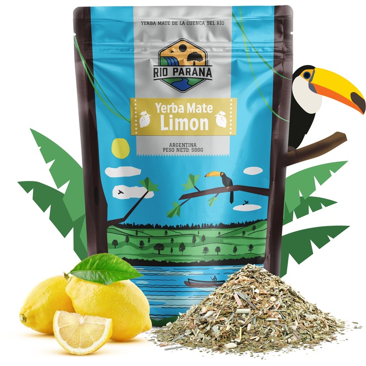 Yerba Mate Tea, Rio Parana Limon, Citrom, Hagyományos, Argentin, Enyhén Füstös, 500g