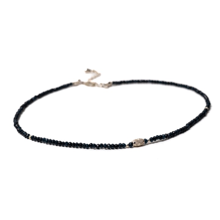 Ezera Choker nyaklánc természetes Blue Jade kövekből, 925 ezüst kiegészítőkkel és zárórendszerrel