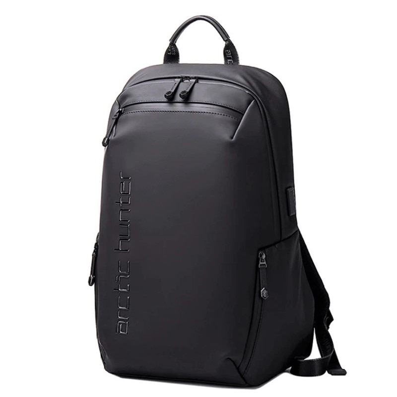 Rucsac laptop 15.6", smart casual, impermeabil, cu orificiu pentru casti, Arctic Hunter, 46x30x15 cm, Negru