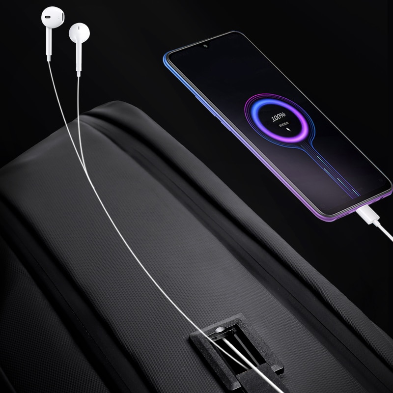 Rucsac laptop 15.6", smart casual, impermeabil, cu orificiu pentru casti, Arctic Hunter, 46x30x15 cm, Negru