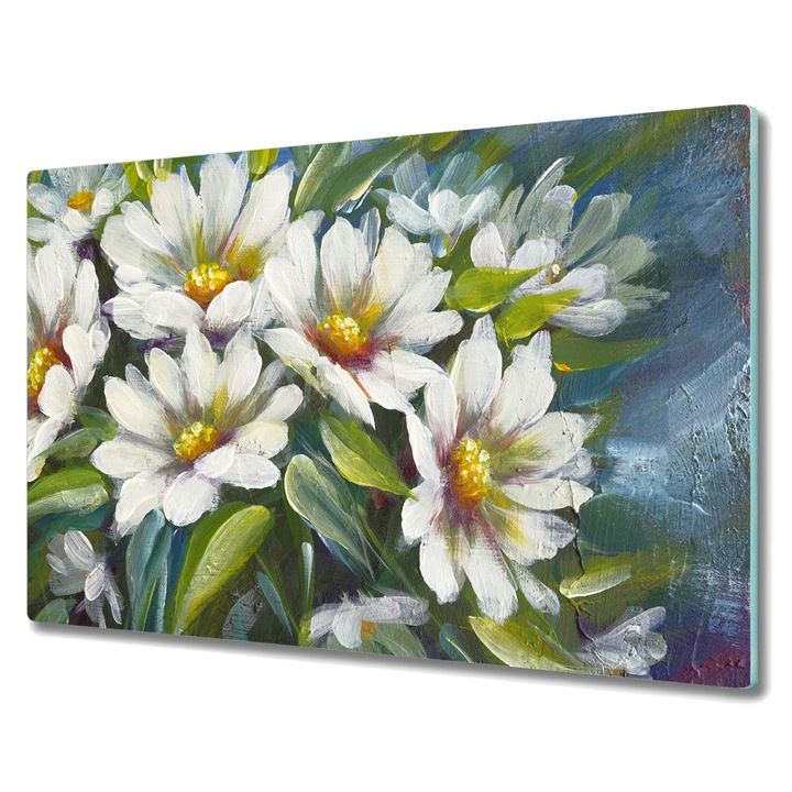 Tocator pe sticla, Dreptunghi, Tablouri Flori Plante Art, Multicolor, 80 cm x 52 cm, 010010520060000049134