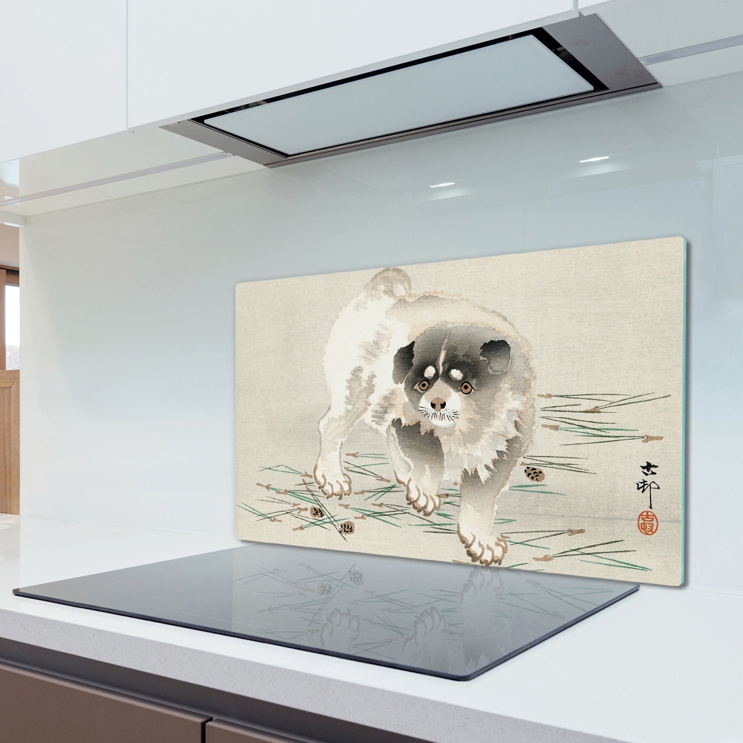 Tocator pe sticla, Dreptunghi, Pictura Asian Animal Dog Art, Bej