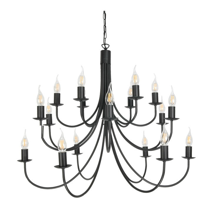 Candelabru, EDYLIT, Metal, 18xE14, IP20, 150x100 cm, Negru