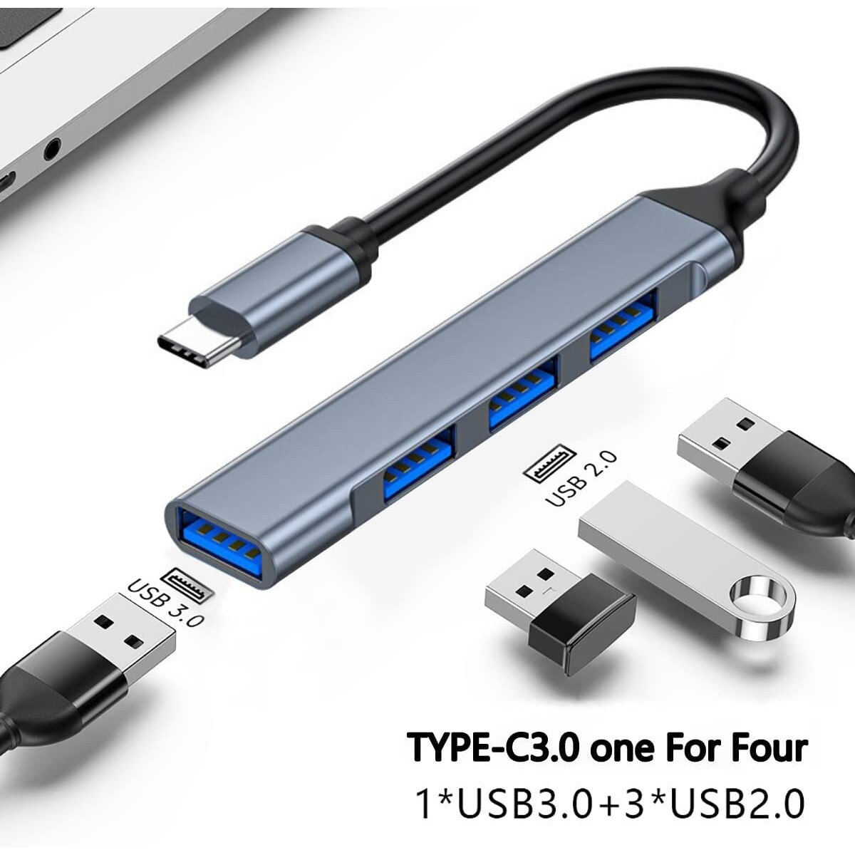 Hub Adaptor TypeC, Series Multiport 4 in 1, USB 3.0 eMAG.ro