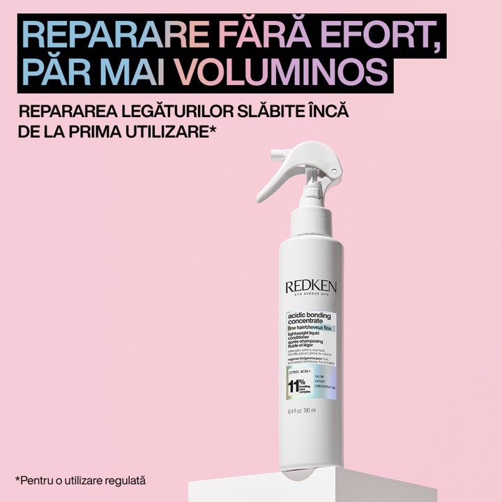 Balsam lichid spray profesional Redken Acidic Bonding Concentrate intens revitalizant, fortifiant pentru parul fin, 190ml