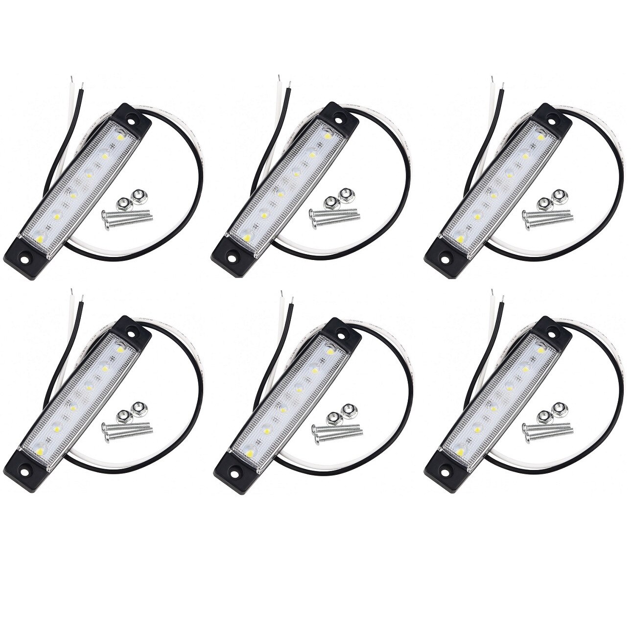 Комплект 6 габаритни лампи за кола с LED 24V бяла светлина LG-6SMD-24V ...