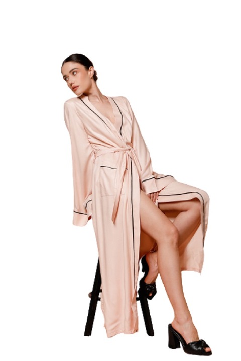 Halat dama, Silk Nuit, Anais Lung, 100% viscoza, Roz pal, L INTL