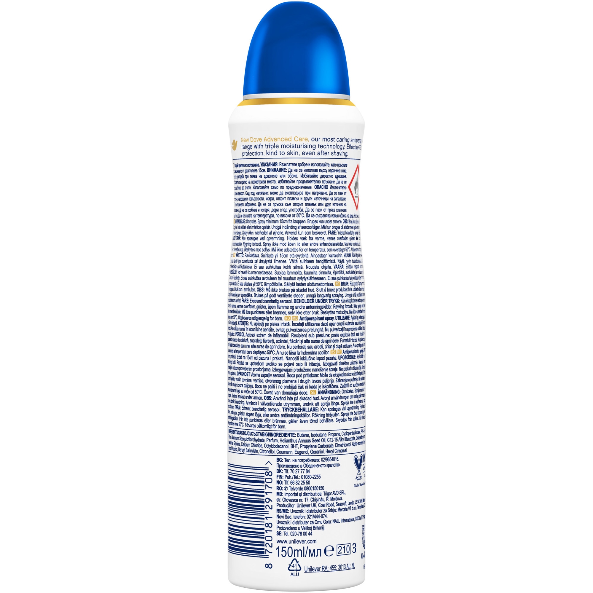 Дезодорант спрей Dove Advanced Care Spray Original, 150 мл - eMAG.bg