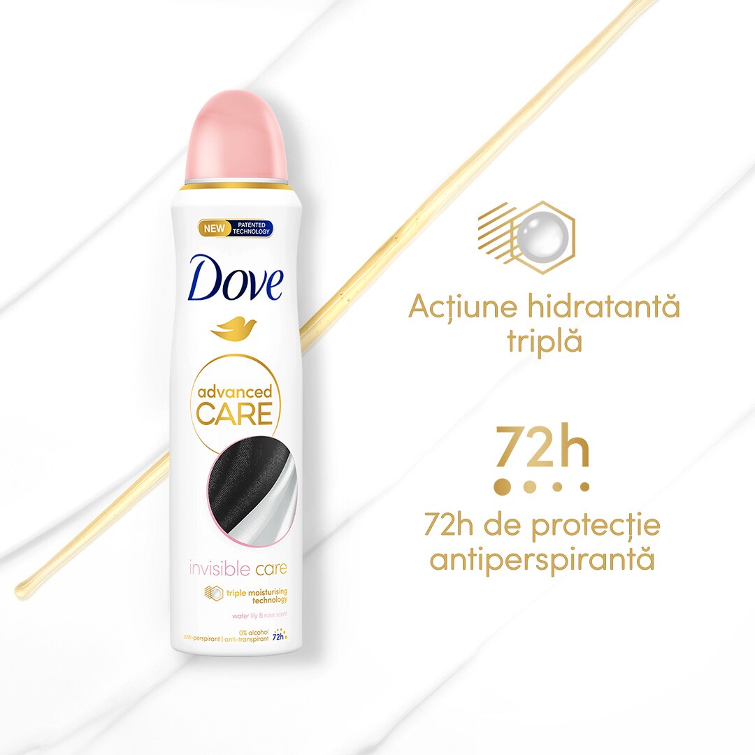 Дезодорант спрей Dove Advanced Care Spray Invisible Care, 150 мл - eMAG.bg