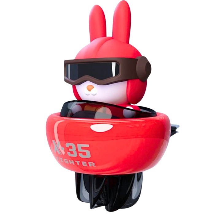 Autós aromaterápiás diffúzor, Epic Concept art deco & more®, légfrissítő készlet, Rabbit X-35, 2 illóolajos parfümtabletta, piros