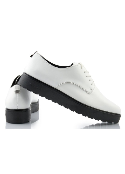 Pantofi dama, Calvin Klein, Piele naturala, Alb/Negru 1