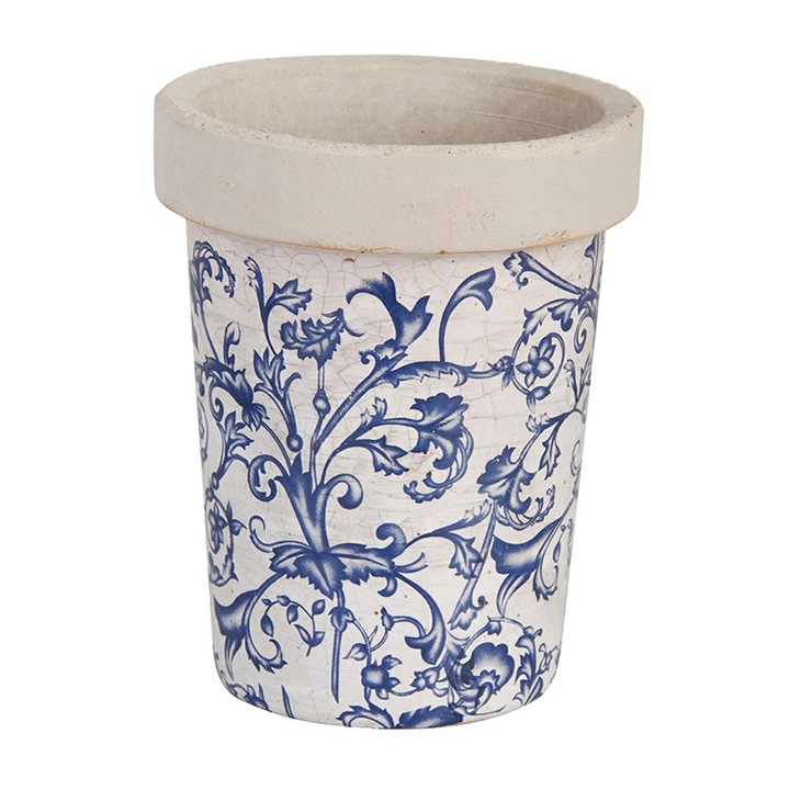 Ghiveci de flori, Esschert Design, Ceramica, 13 x 16 cm, Albastru/Bej