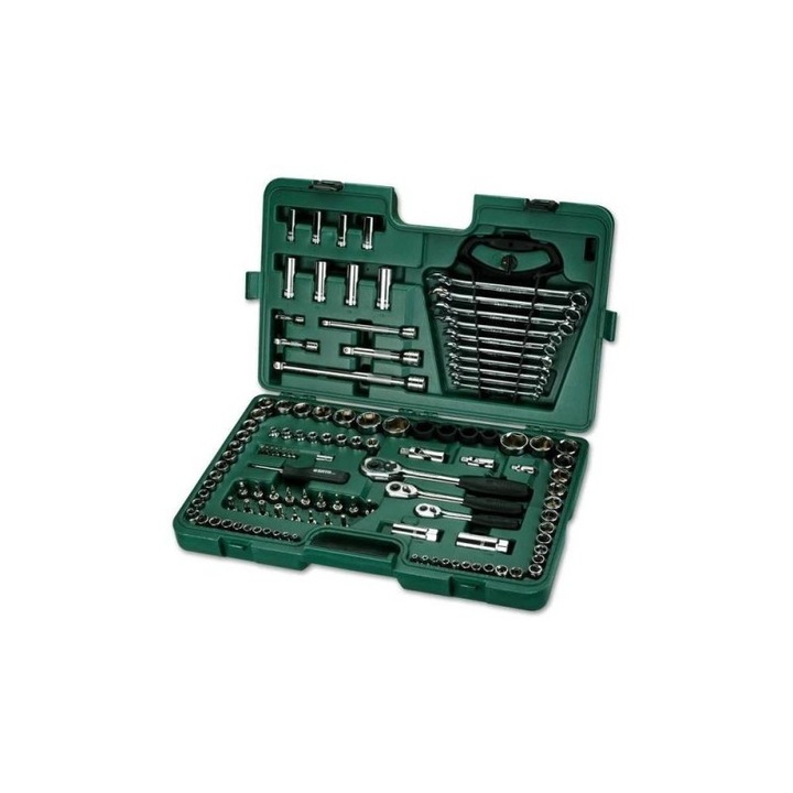 Комплект гаечни ключове 1/4". 3/8". 1/2", 124 броя, сб