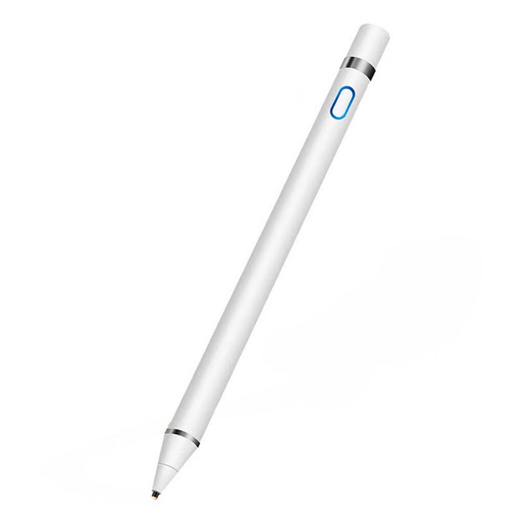 Univerzális Stylus Pen, KINSI, Telefonhoz, Tablet iPad 2010-2023, Android, Windows, Rézvég, Mágneses, USB-C, Fehér