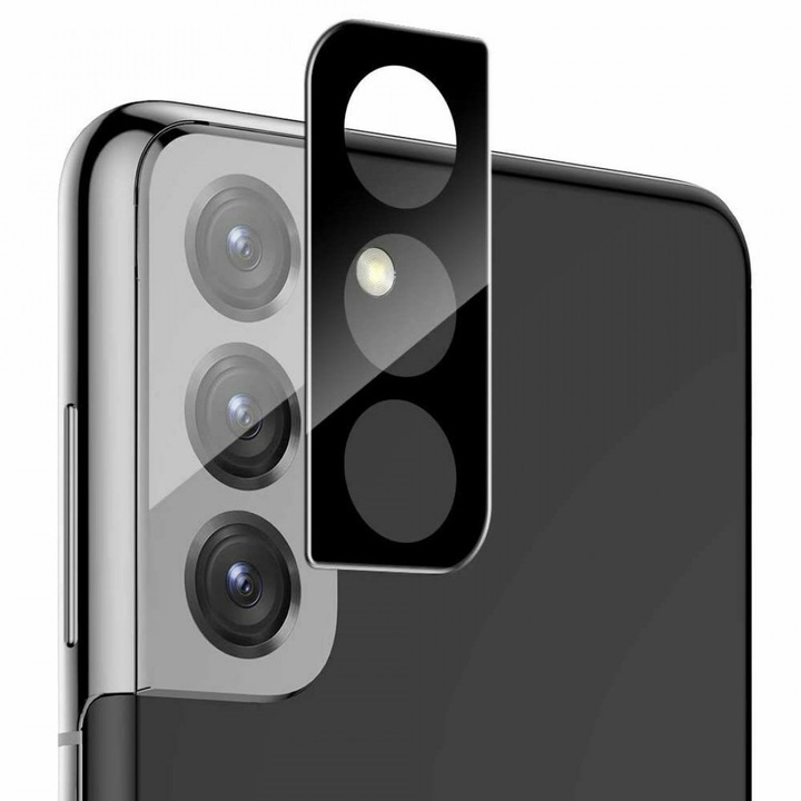 Стъклен Протектор за Камерите за Samsung S22, Удароустойчив, Черен