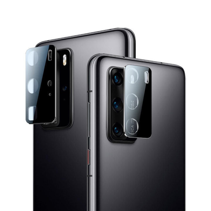 Стъклен Протектор за Камерите за Huawei P40 Pro, Удароустойчив, Черен