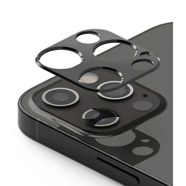 Стъклен Протектор за Камерите за Apple iPhone 12 Pro Max, Удароустойчив, Черен