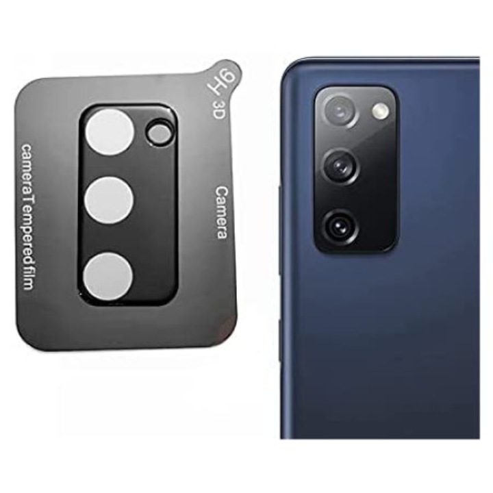 Стъклен Протектор за Камерите за Samsung S20 FE, Удароустойчив, Черен