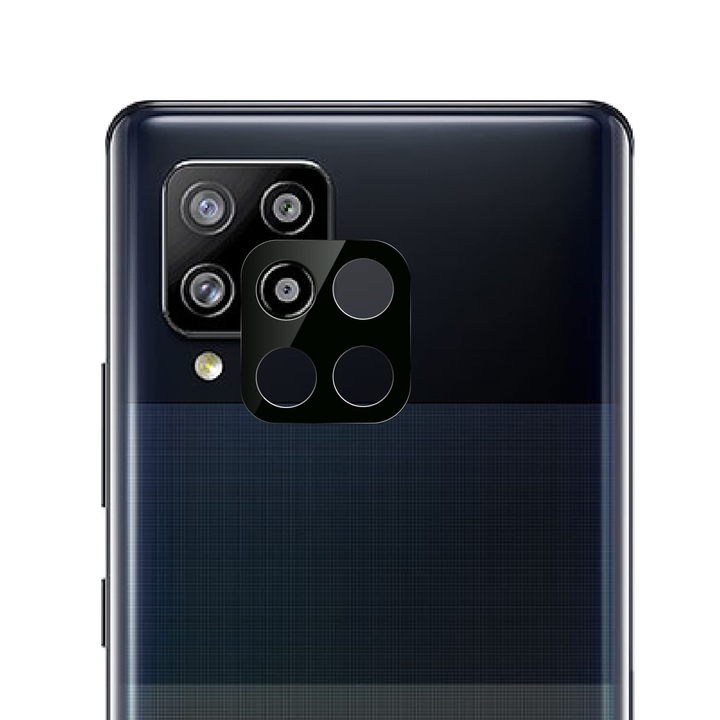 Стъклен Протектор за Камерите за Samsung A42, Удароустойчив, Черен