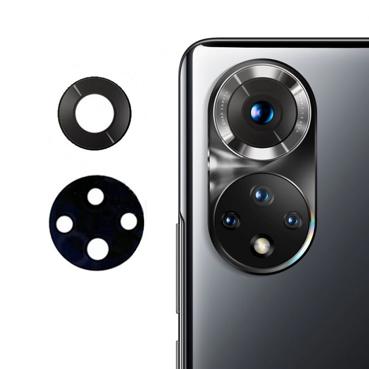 Стъклен Протектор за Камерите за Huawei Honor 50, Удароустойчив, Черен