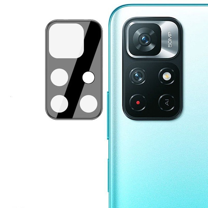 Стъклен Протектор за Камерите за Xiaomi Redmi Note 11T 5G, Удароустойчив, Черен