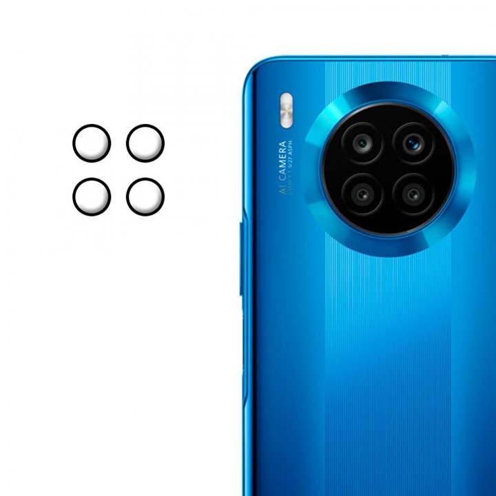 Стъклен Протектор за Камерите за Huawei Honor 50 Lite, Удароустойчив, Черен