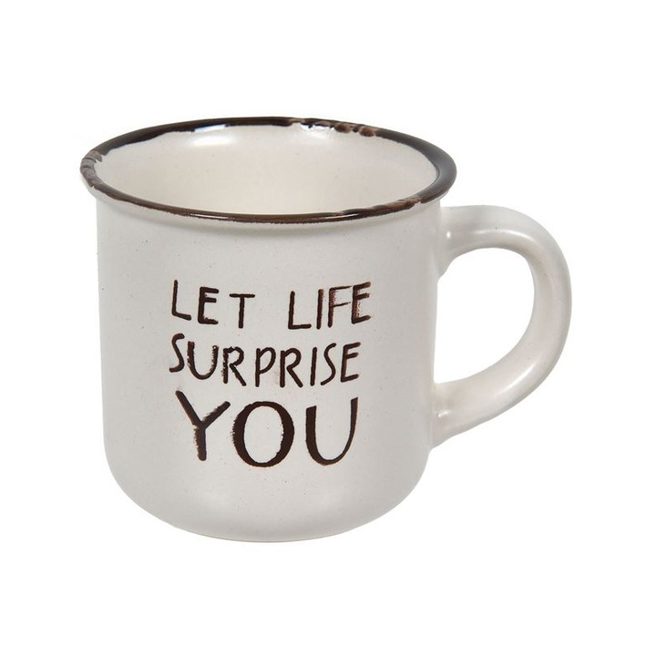 Чаша, За кафе, Дръжка, Щампа, Керамика, 6,5х6,5 см, 130 мл, Бял