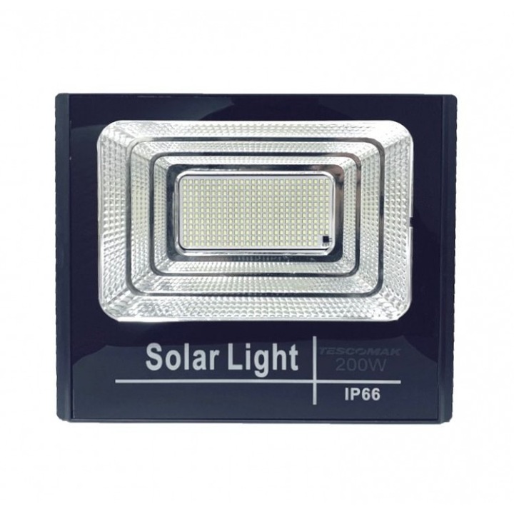 Проектор със соларен панел 7.2V, 18W, сензор за светлина, 200w, дистанционно, цвят черен