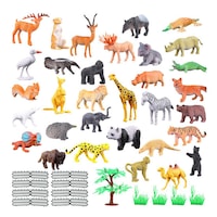 Set Animale de la Ferma, Zggzerg, 53 Figurine din Cauciuc, jucarii educationale de invatare, Cupcake Toppers, pentru copii mici de 3+ ani, Multicolor, 5-9cm