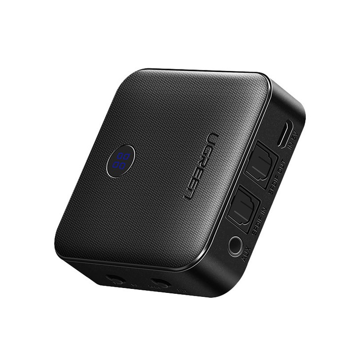 Ugreen 2 az 1-ben CM144 adó és vevő, Bluetooth 5.0, zenéhez, hatótáv 10 m, autonómia 15 óra, fekete