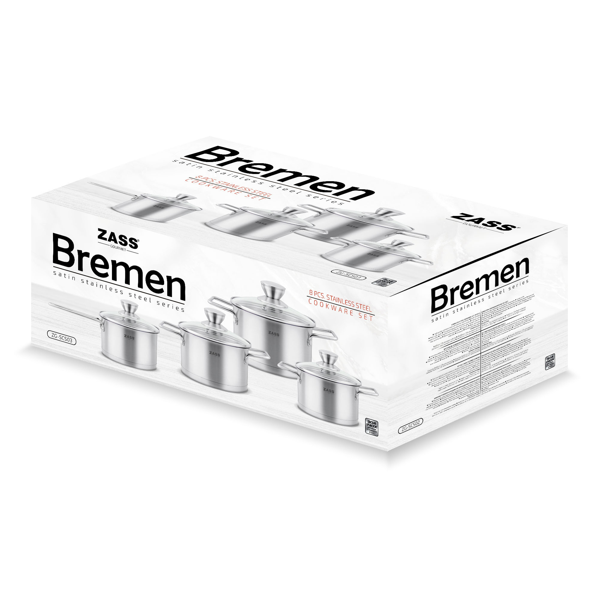 Set 4 oale cu capac (8 piese) Zass Gourmet Bremen ZG-SCS 03