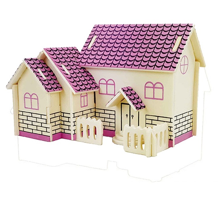 3D puzzle Ház típusú, Fa, 43 db