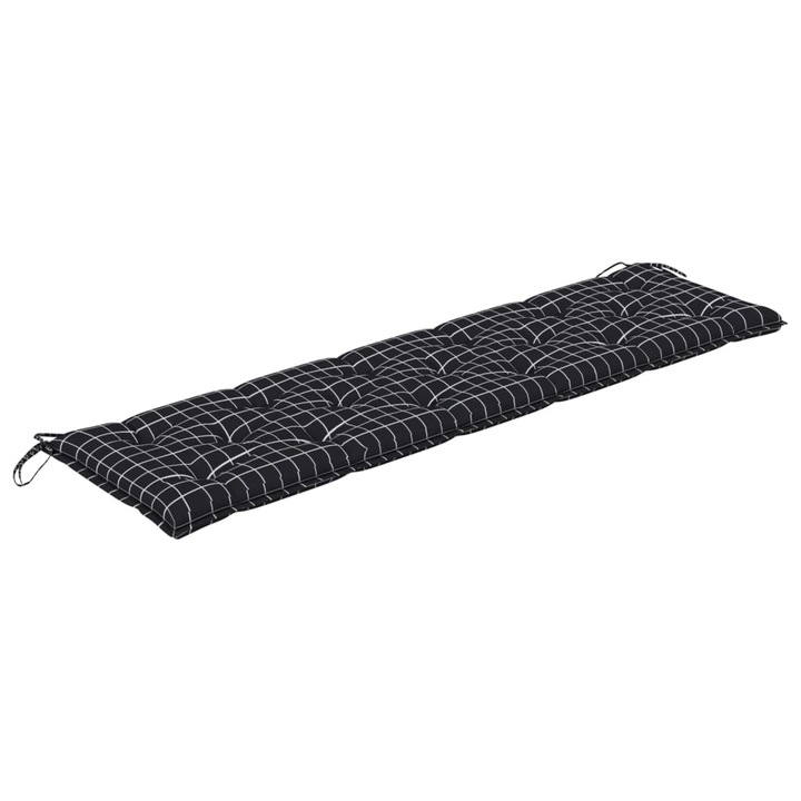 Perna banca de gradina negru carouri vidaXL, 180x50x7cm, textil oxford, 2.3 kg