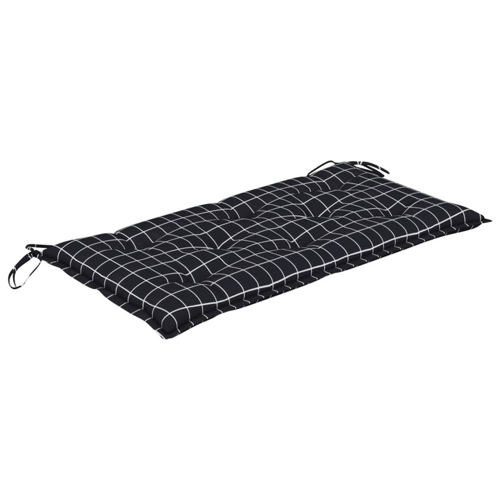 Perna banca de gradina negru carouri vidaXL, 100x50x7cm, textil Oxford, 1.1 kg