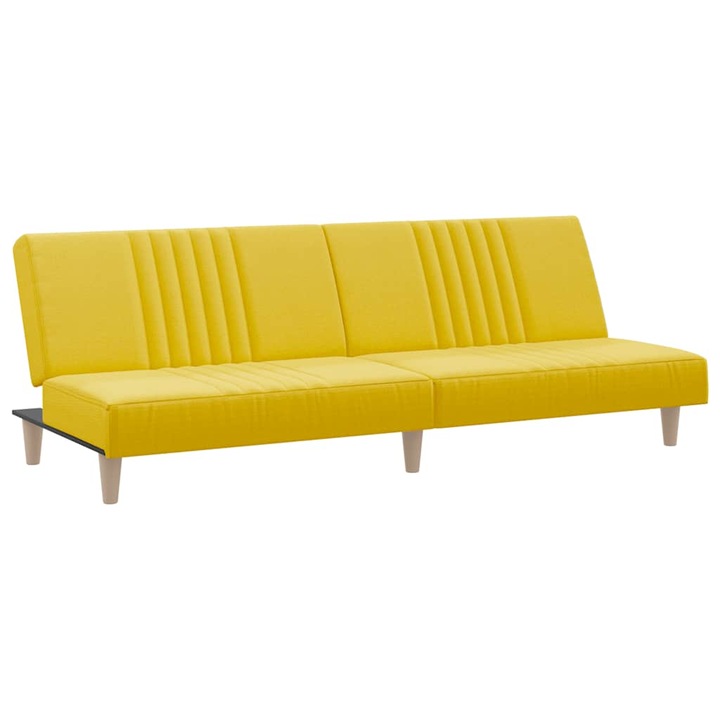 Разтегателен диван vidaXL, Светложълт, Плат, 22.3 kg, 200 x 89 x 70 см