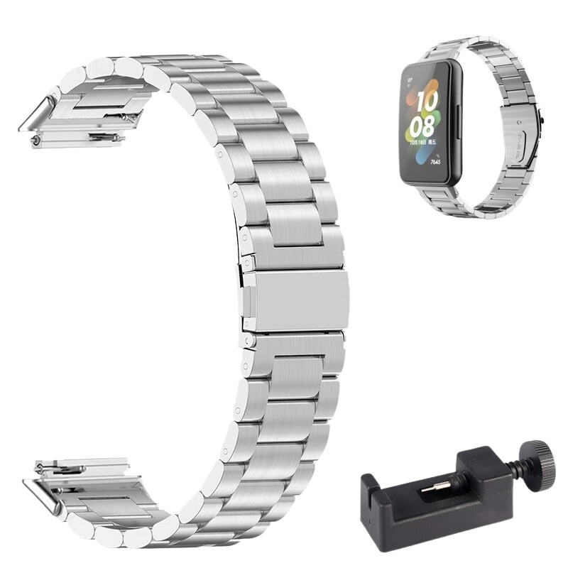 Метална каишка за Huawei Band 7, Стомана, Сребрист - eMAG.bg