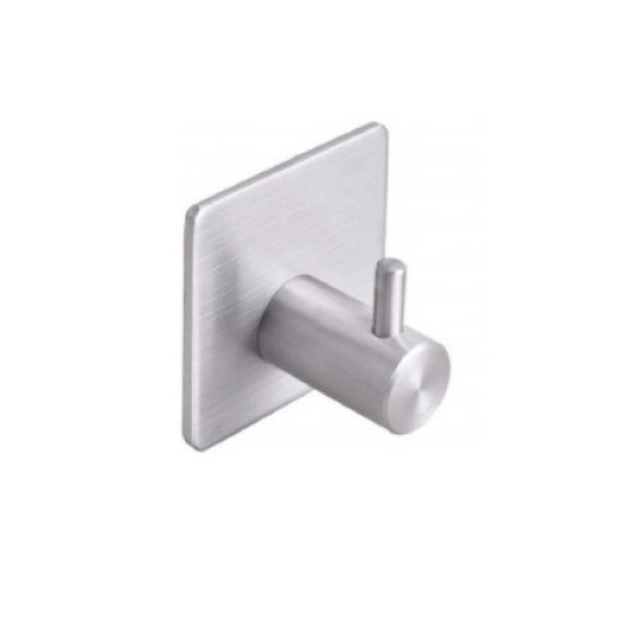 Set 3 cuiere de baie metalice argintii autoadezive