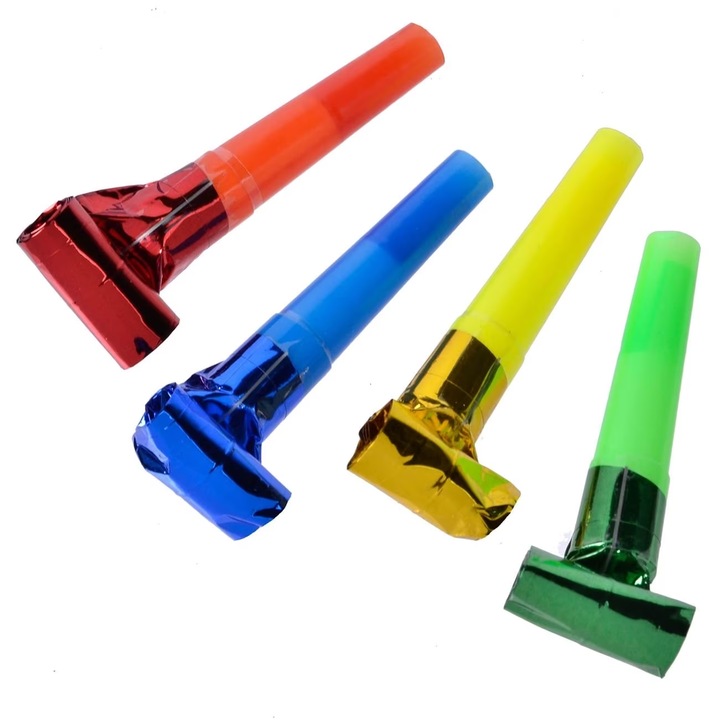 Set 6 fluiere colorate pentru petrecere, 7 cm, aniversare, Ropet