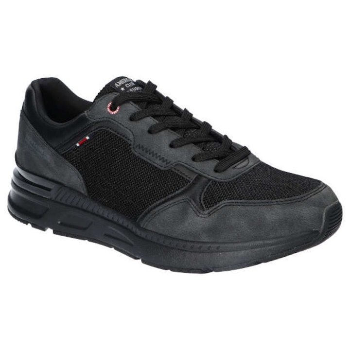 Pantofi sport barbati RH105, American Club, Material textil, Negru, Negru