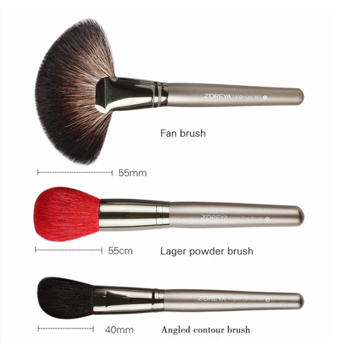 SET 26 pensule machiaj Profesionale par natural High class Black, pensule evantai, pudra, fard ochi, anticearcane, ruj, contur, maner lemn - Makeup Professional Z'OREYA